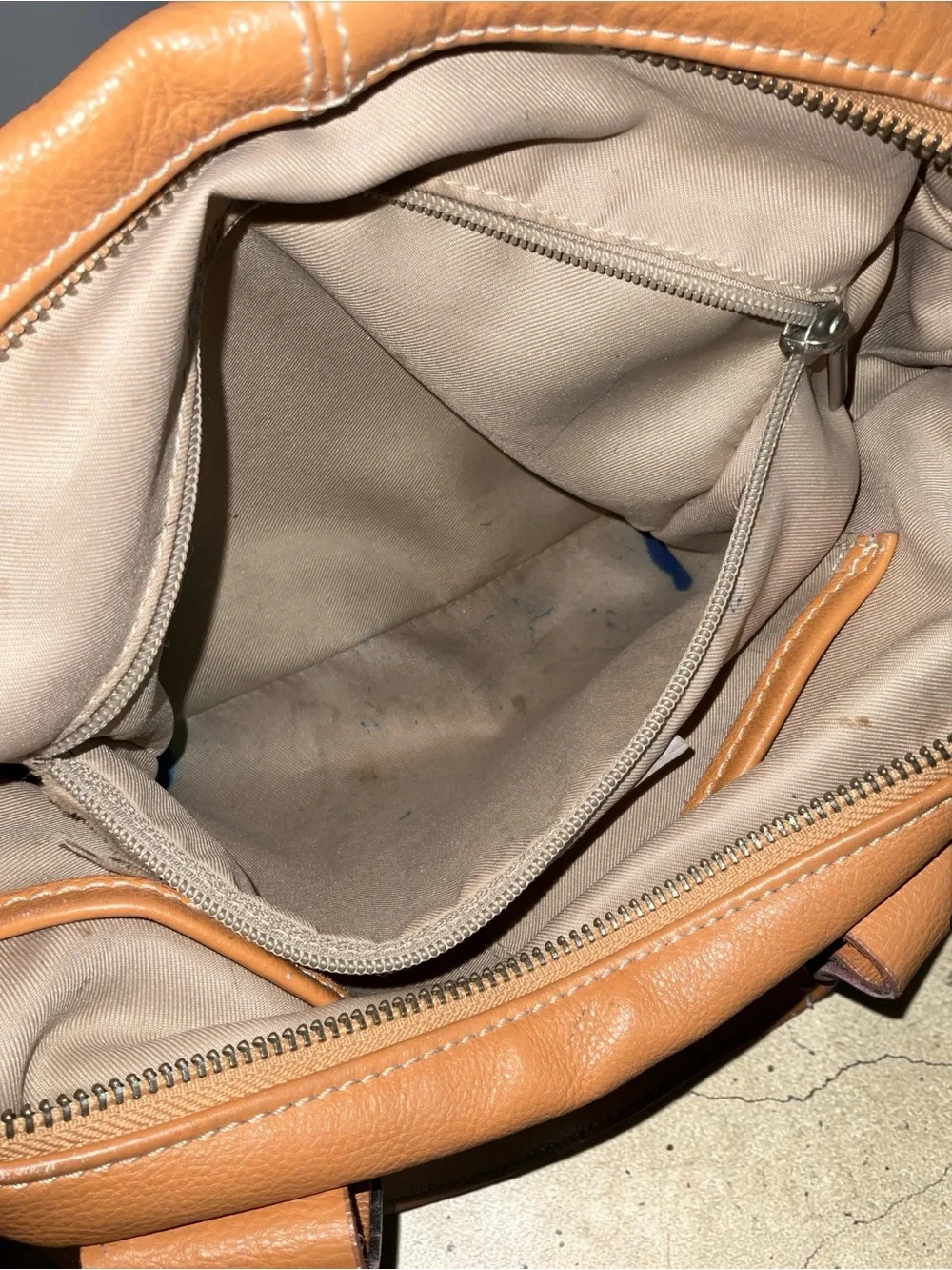 Two-Tone Leather and Patent Leather Satchel Bag in Brown and Yellow